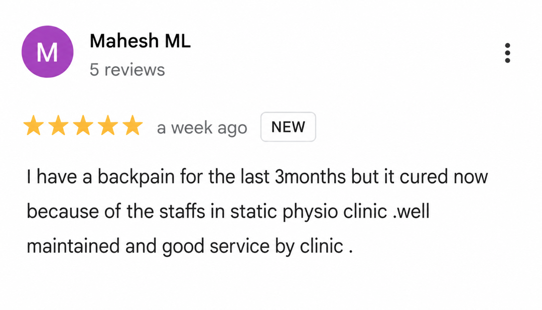Patient testimonial review for best physiotherapy clinic near me