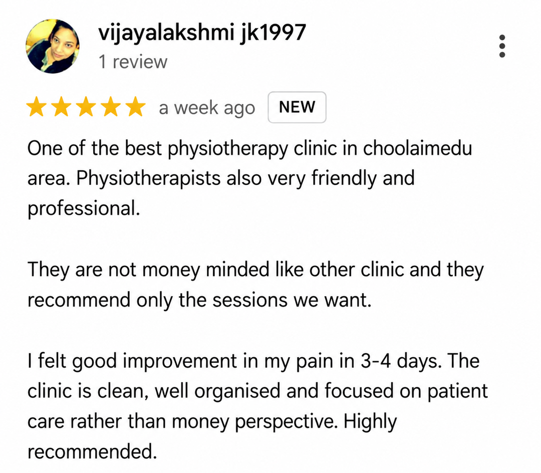 Trusted patient review for Static Physio Chennai